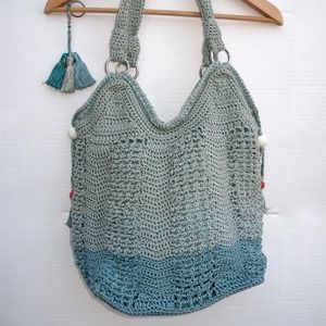 The Sak Seafoam Ombre Ellis Hand Crocheted Hobo